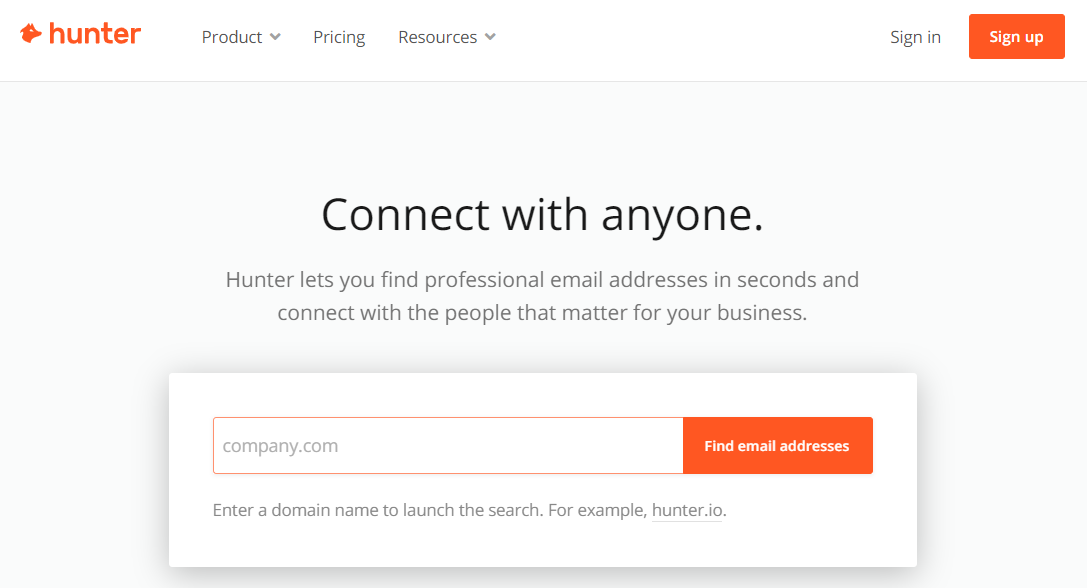 Hunter is an email search tool