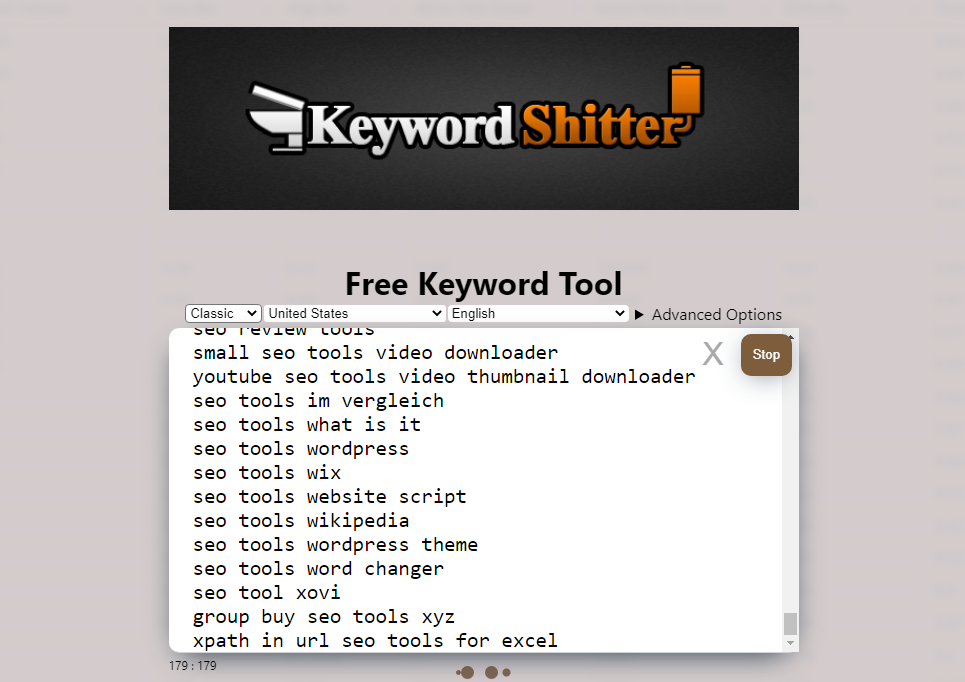 Keyword Shitter is used for keyword parsing