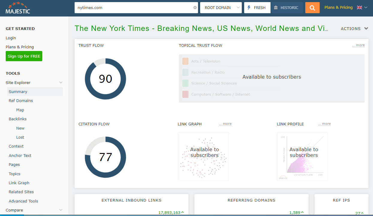 Perform site research faster with Majestic