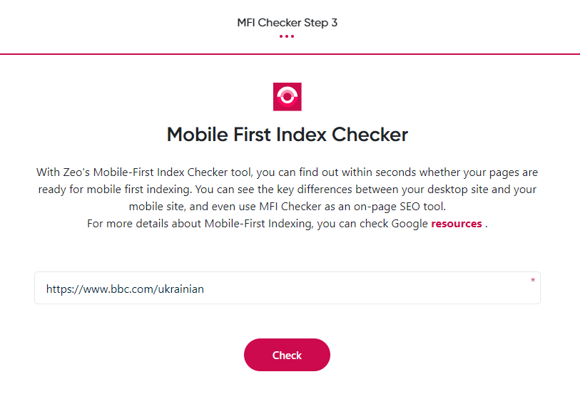 Mobile First Index Checker is a tool for checking site mobile optimization