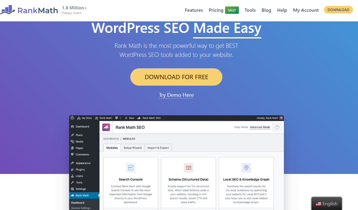 Rank Math is a WordPress SEO tool for site analysis