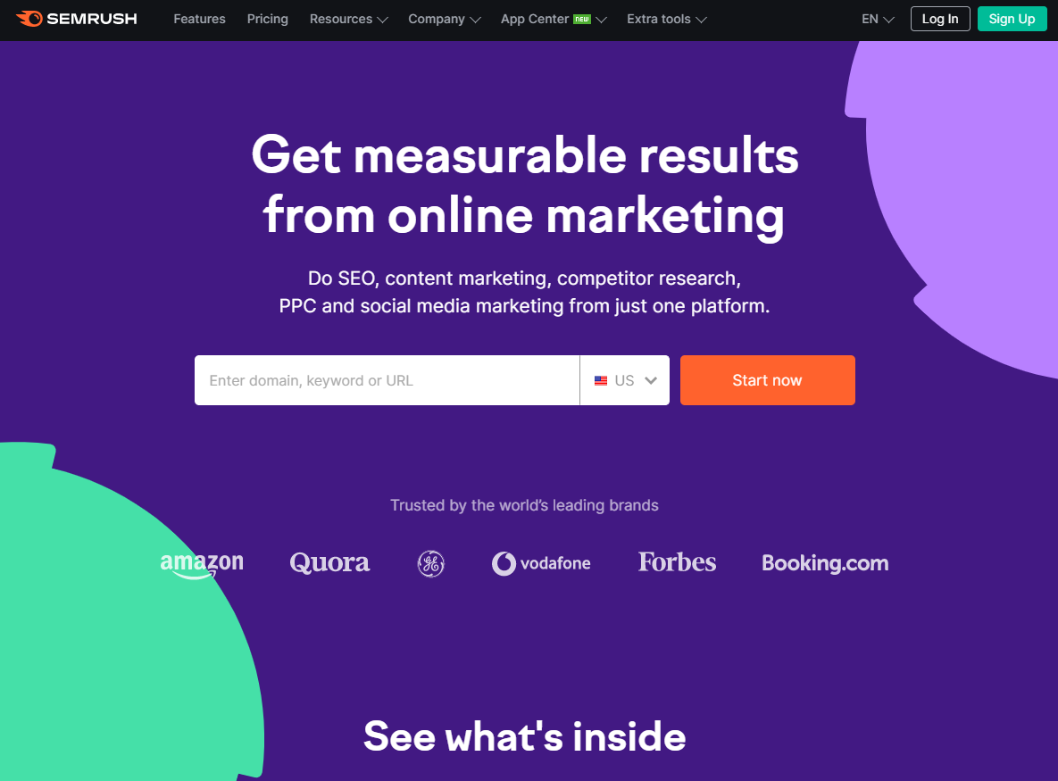 SEMrush is used for site research