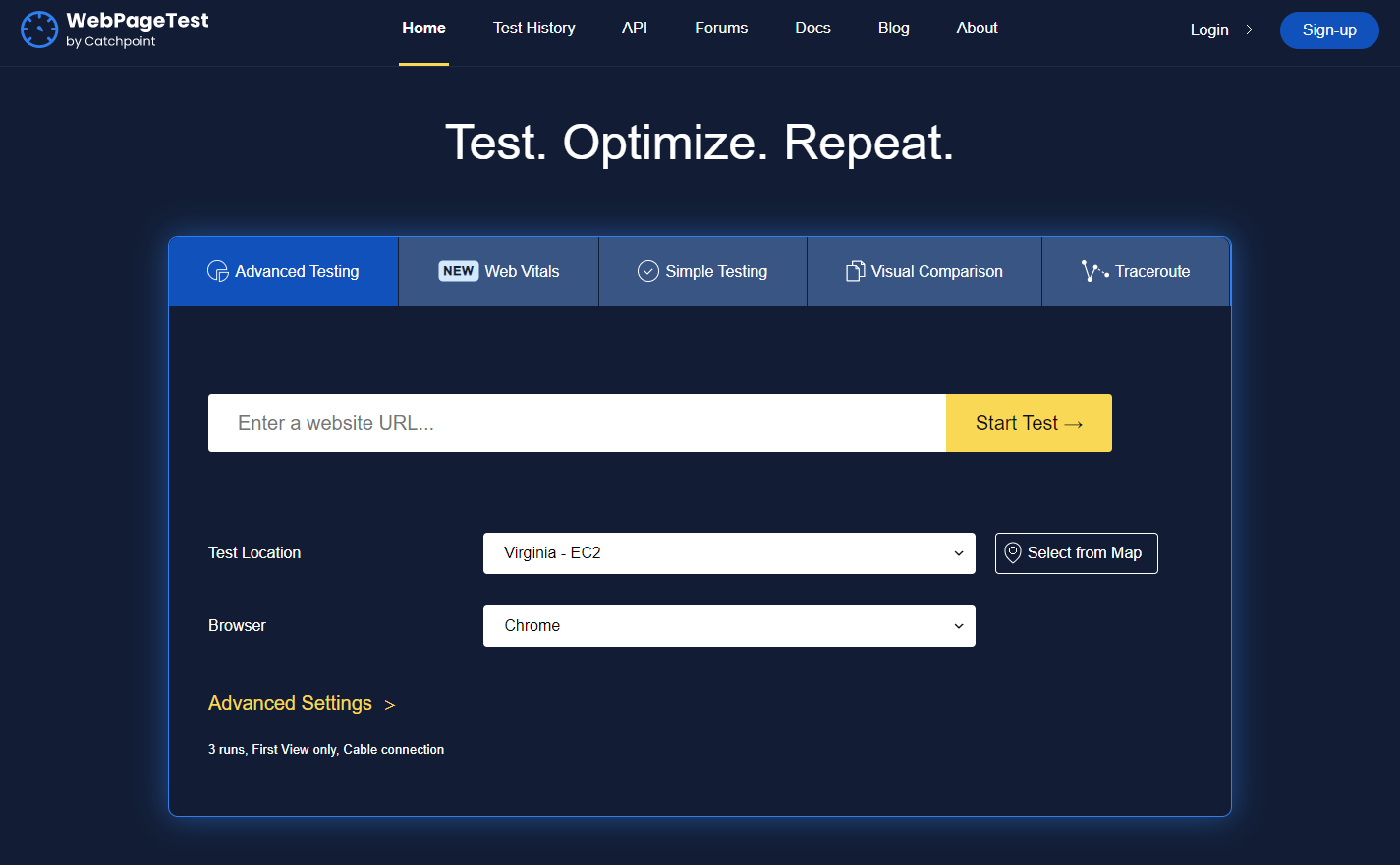 Test site performance with WebPageTest