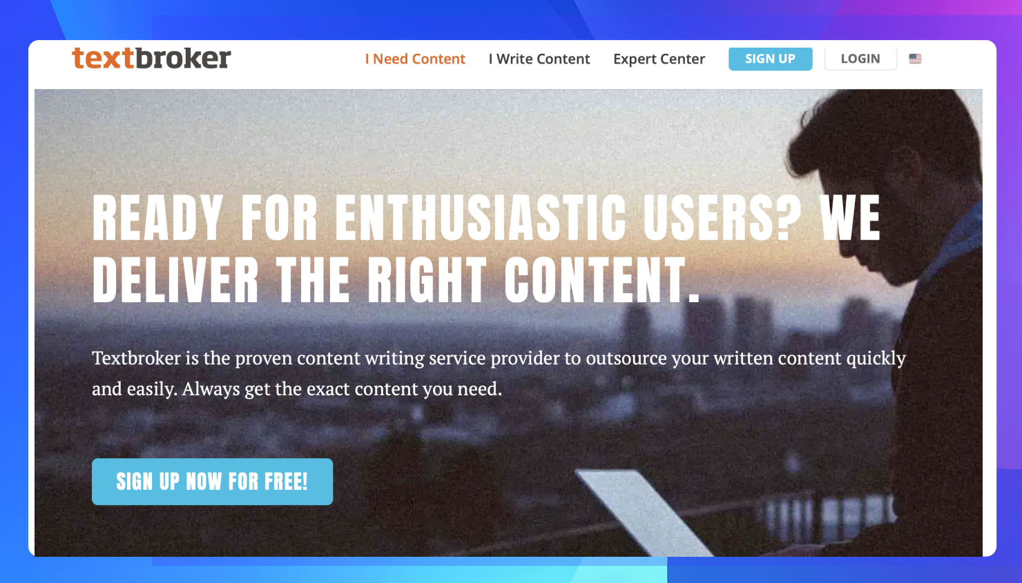 The homepage of the Textbroker website