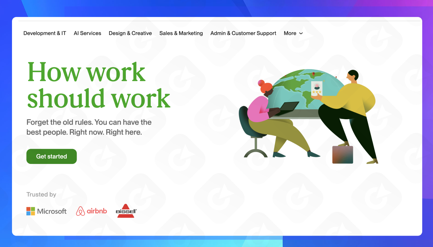 The homepage of the Upwork website