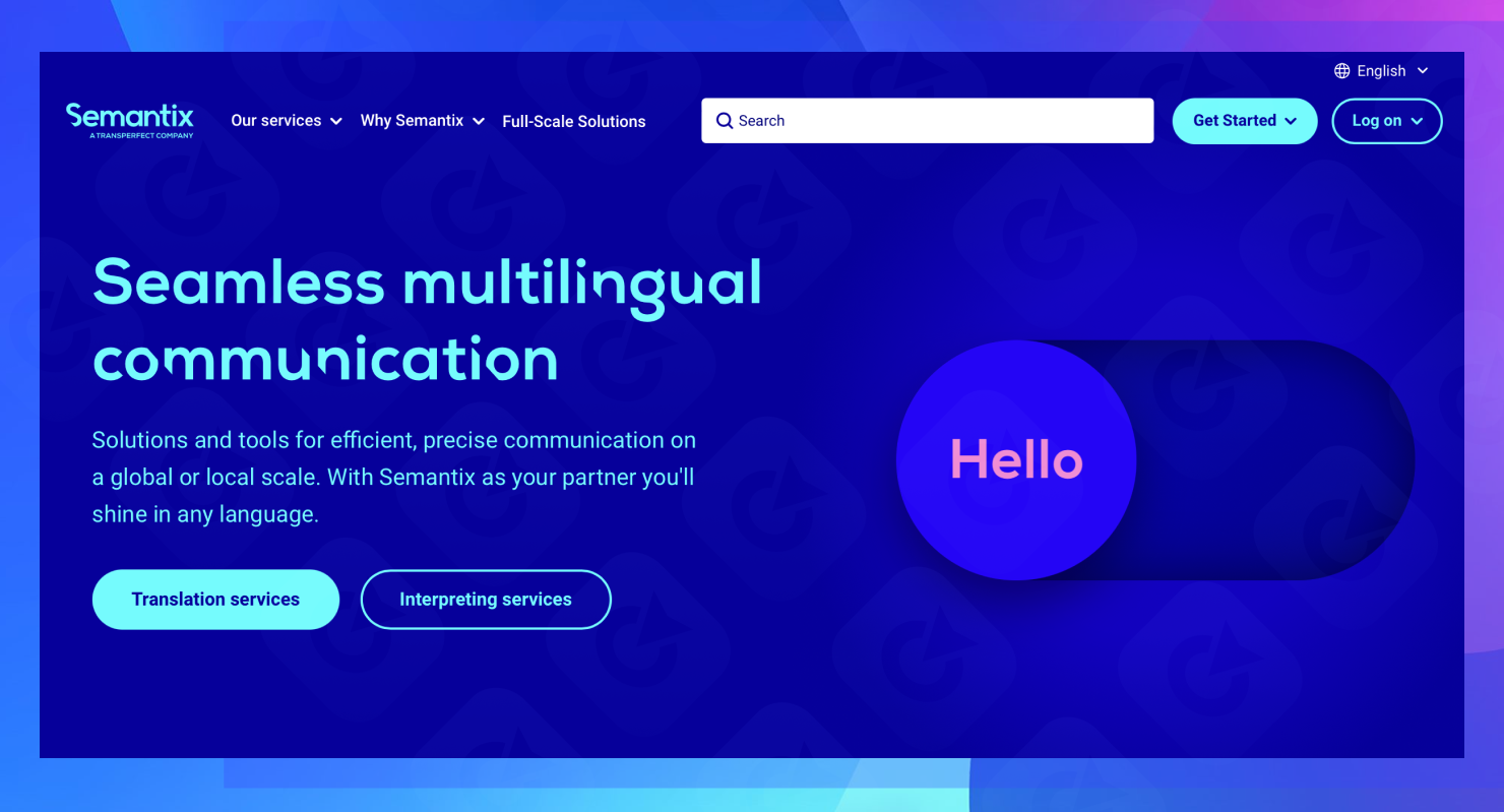 The homepage of the Semantix website