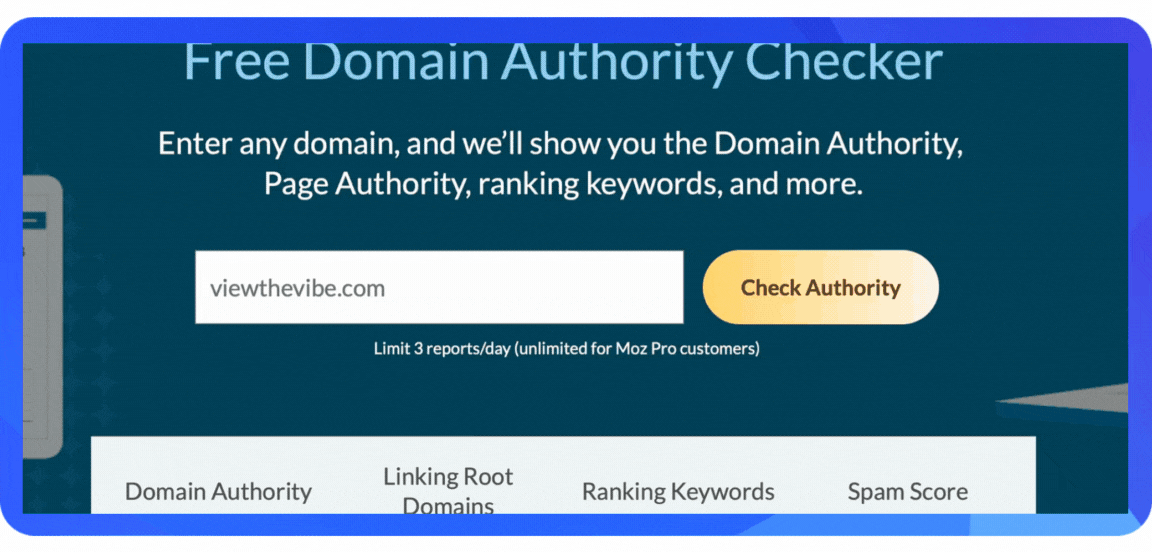 A quick glance into Moz dashboard