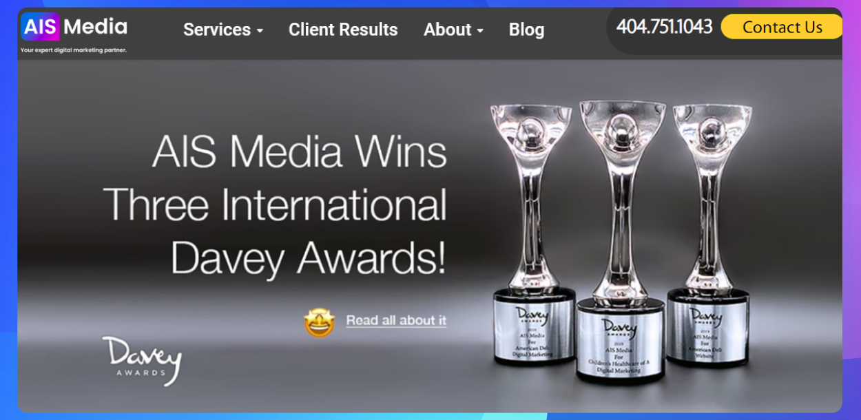 The homepage of the AIS Media website