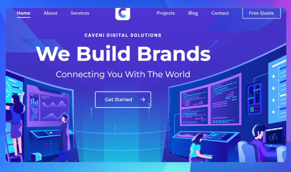 The homepage of the Caveni Digital Solutions website