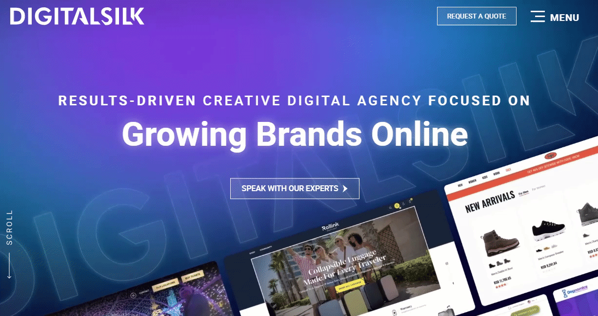 The homepage of the Digital Silk website