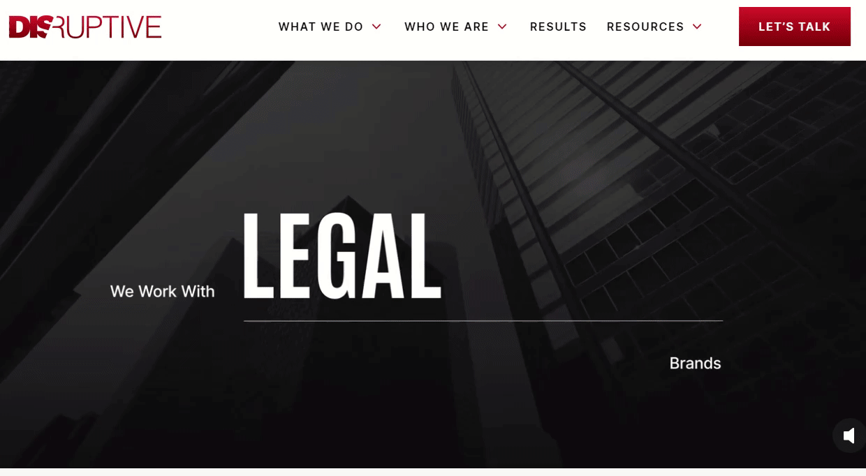 The homepage of the Disruptive website