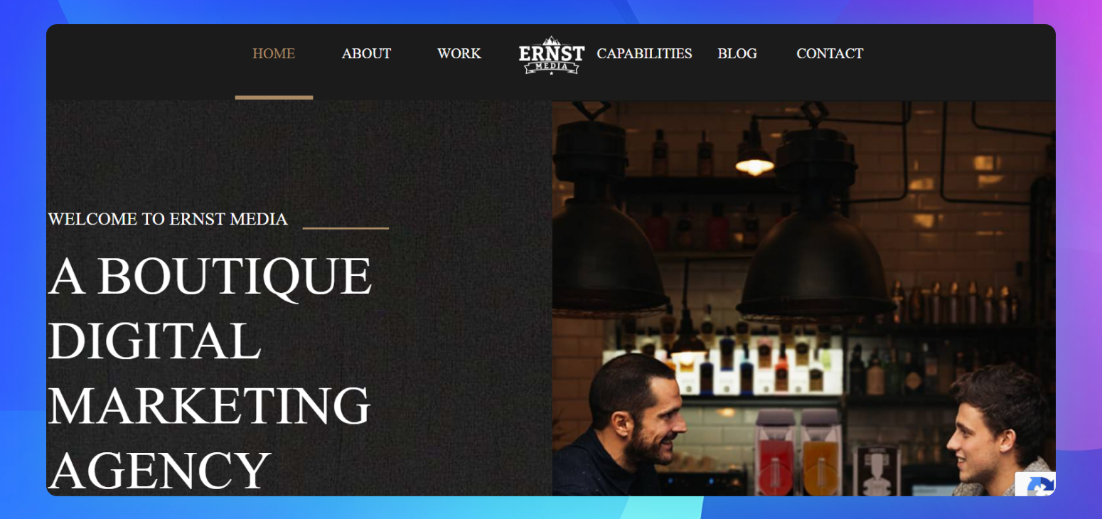 The homepage of the Ernst Media website