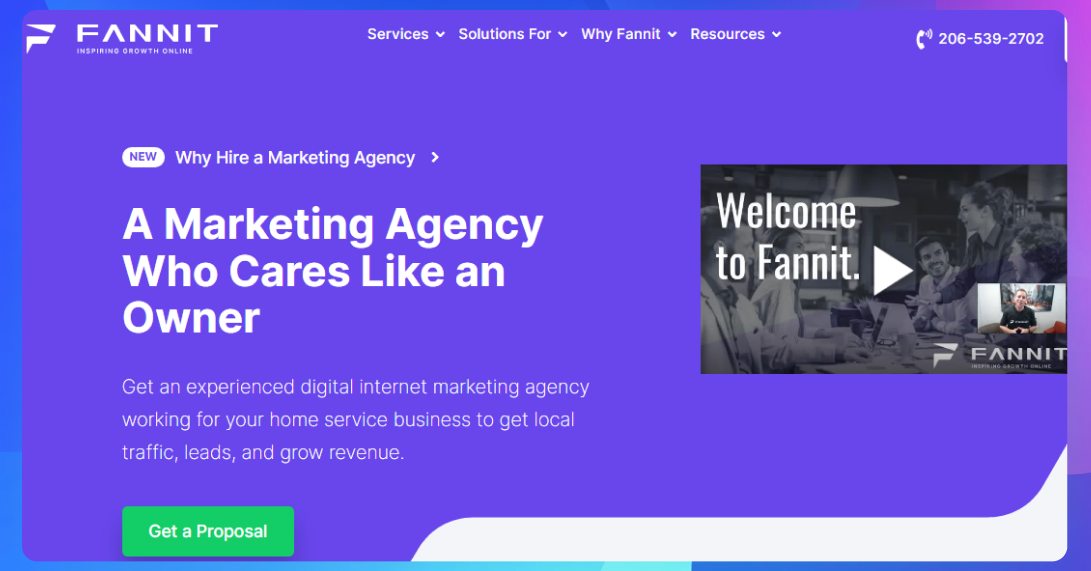 The homepage of the Fannit website