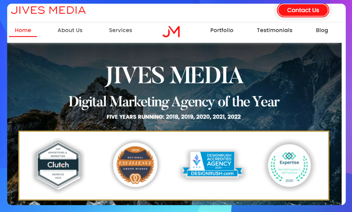 The homepage of the Jives Media website