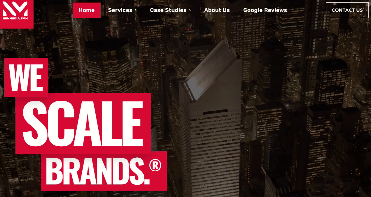 The homepage of the Newmedia website