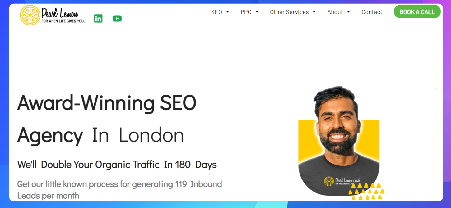 The homepage of the Pearl Lemon website