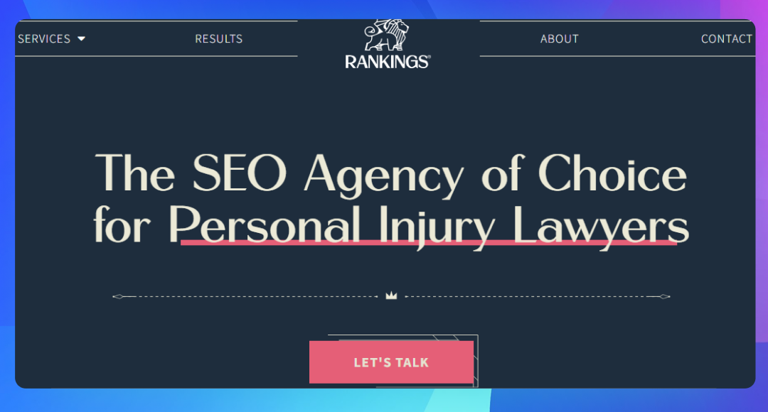 The homepage of the Rankings.io website