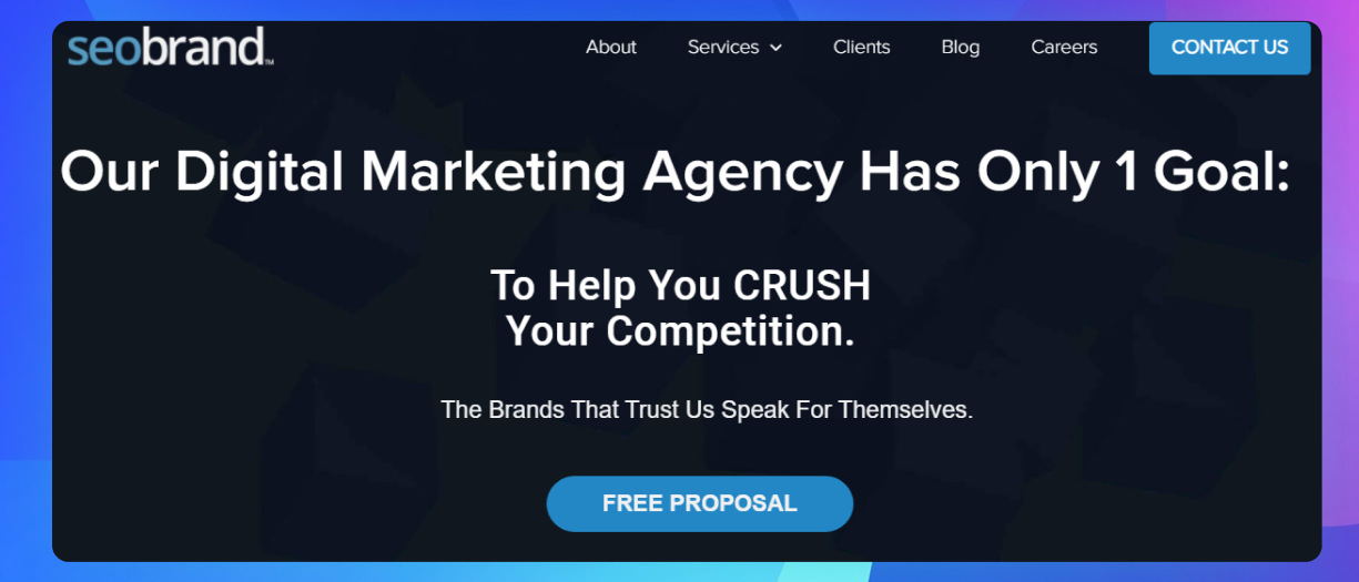 The homepage of the SEO Brand website