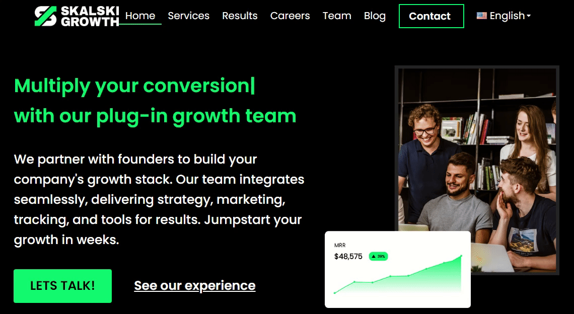 The homepage of the Skalski Growth website
