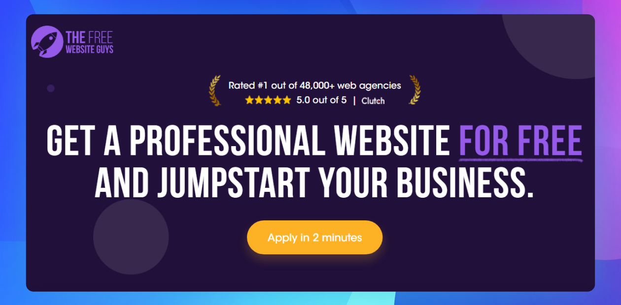 The homepage of the Free Website Guys website