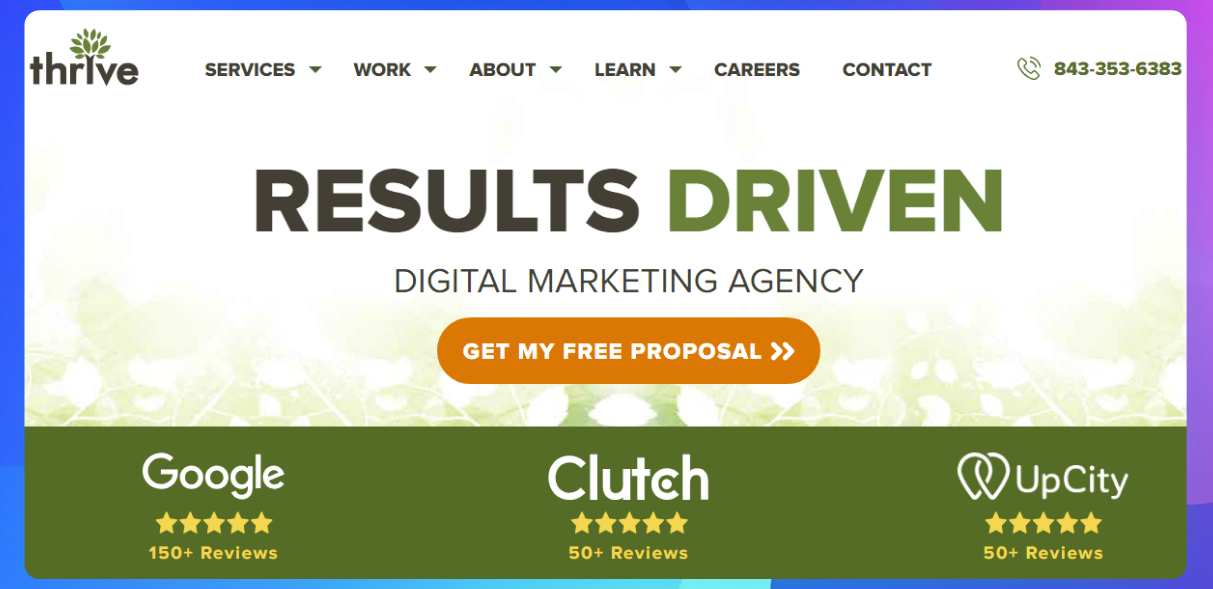 The homepage of the Thrive Internet Marketing Agency website