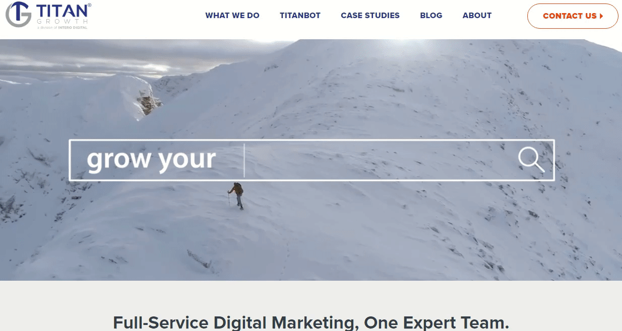 The homepage of the Titan Growth website