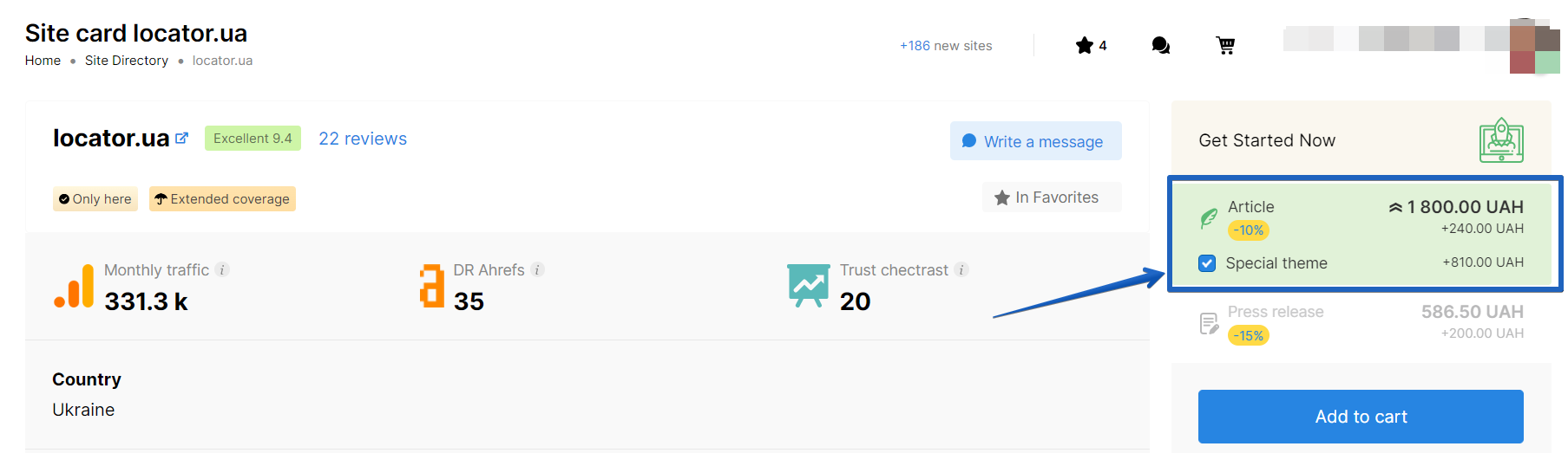 site card with special topics