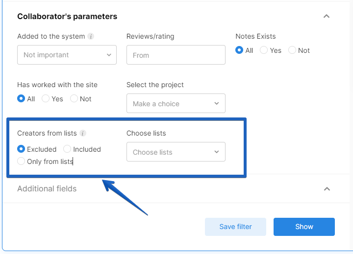 Filter platforms by a list