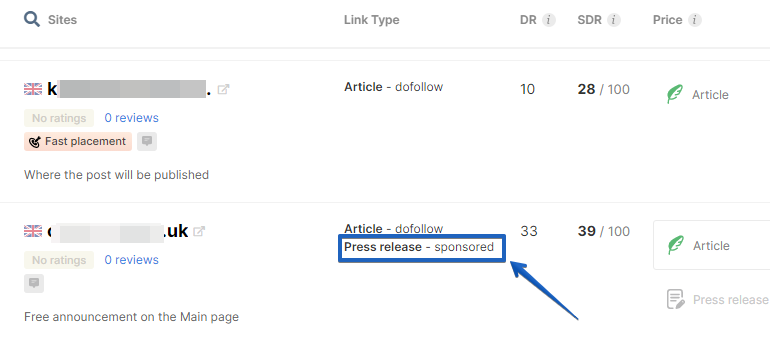 Tag Sponsored in the catalog