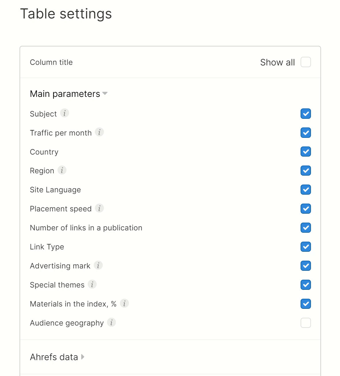 How to select audience geography in the extended parameters of Collaborator's catalog